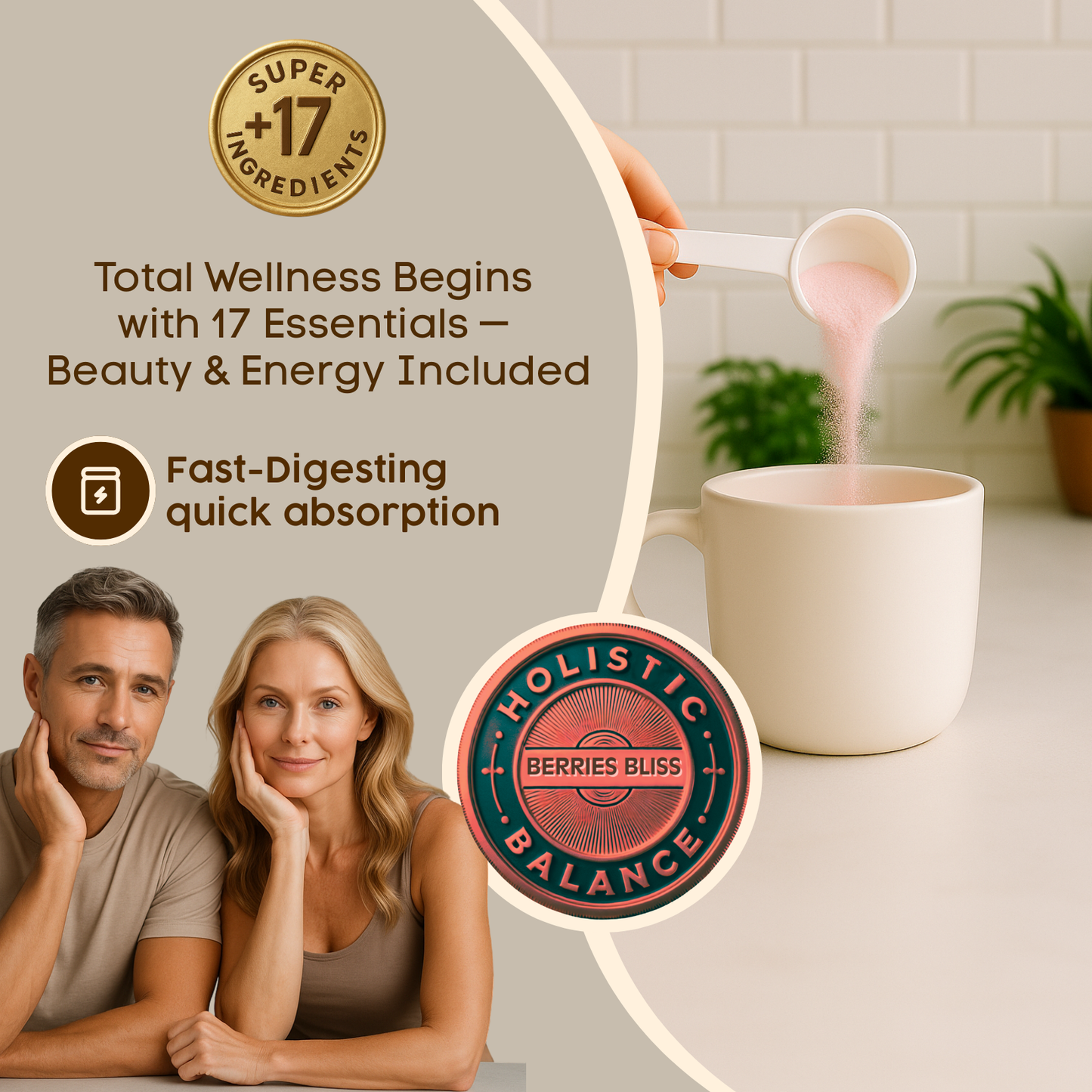 Collagen Peptides Powder +17 Super Ingredients, Red Berries Flavor.