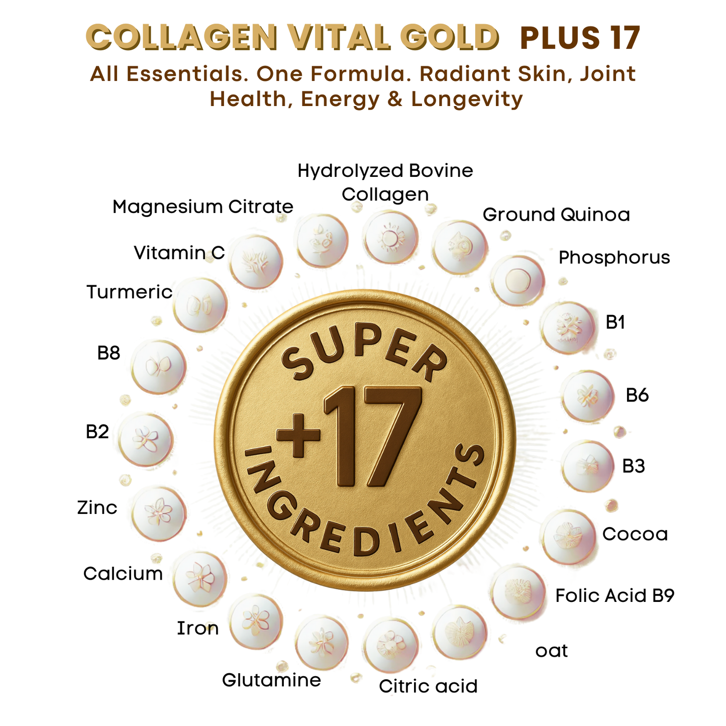 Collagen Peptides Powder +17 Super Ingredients, Cocoa Flavor.
