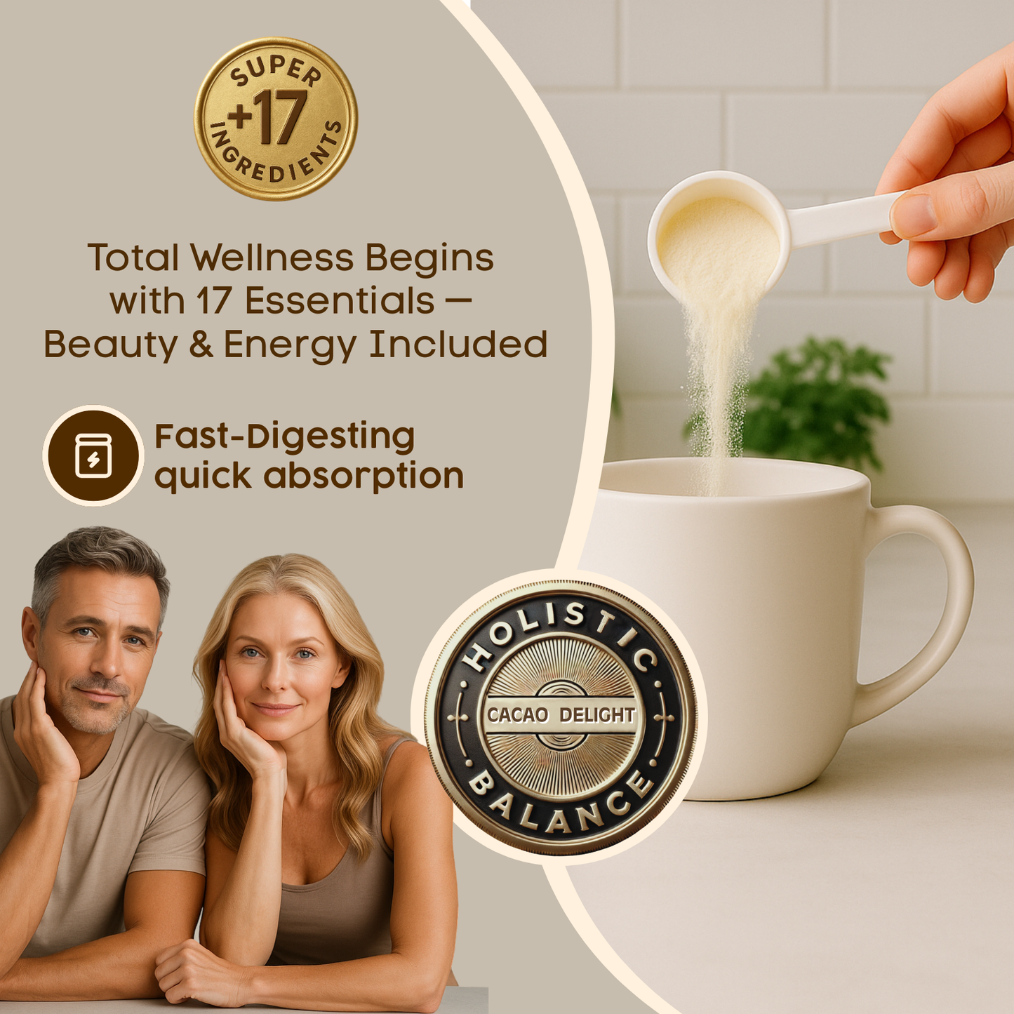 Collagen Peptides Powder +17 Super Ingredients, Cocoa Flavor.