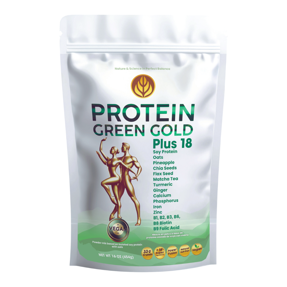 PROTEIN GREEN VITAL GOLD PLUS 18 450g/16oz- PLANT POWER VEGAN OPTIMIZED ABSORPTION