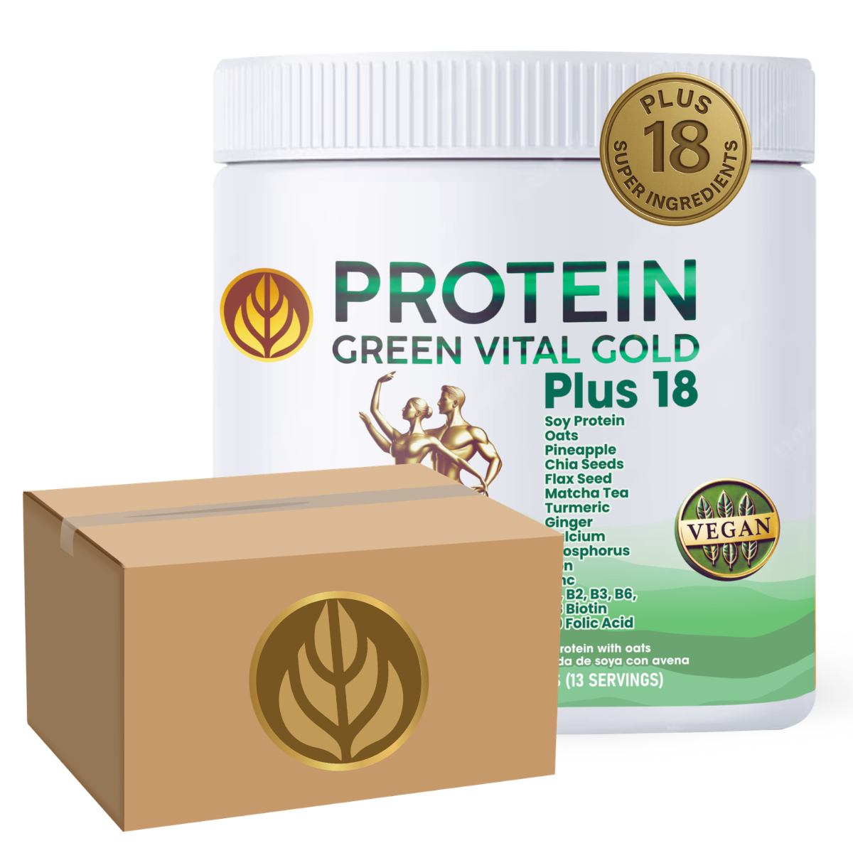 PROTEIN GOLD GREEN VITAL GOLD PLUS 18 450g / 16oz × 12 units