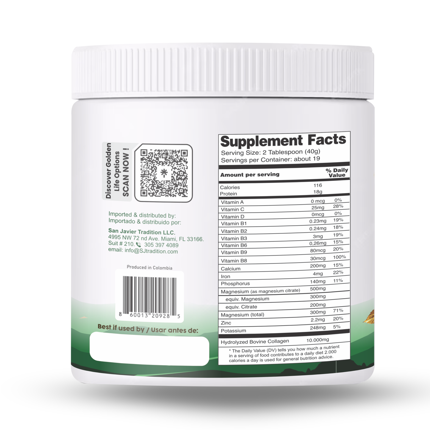 Collagen Peptides Powder +17 Super Ingredients, Mint & Lemon Flavor X 6 Units.