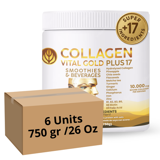 Collagen Peptides Powder +17 Super Ingredients, Pineapple Flavor X 6 Units.