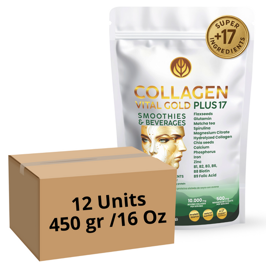 Collagen Peptides Powder +17 Super Ingredients, Mint & Lemon Flavor X 12 Units.