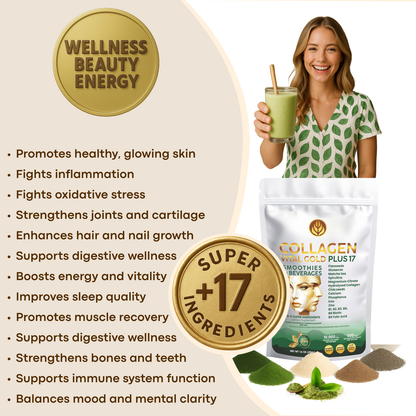 Collagen Peptides Powder +17 Super Ingredients, Mint & Lemon Flavor.