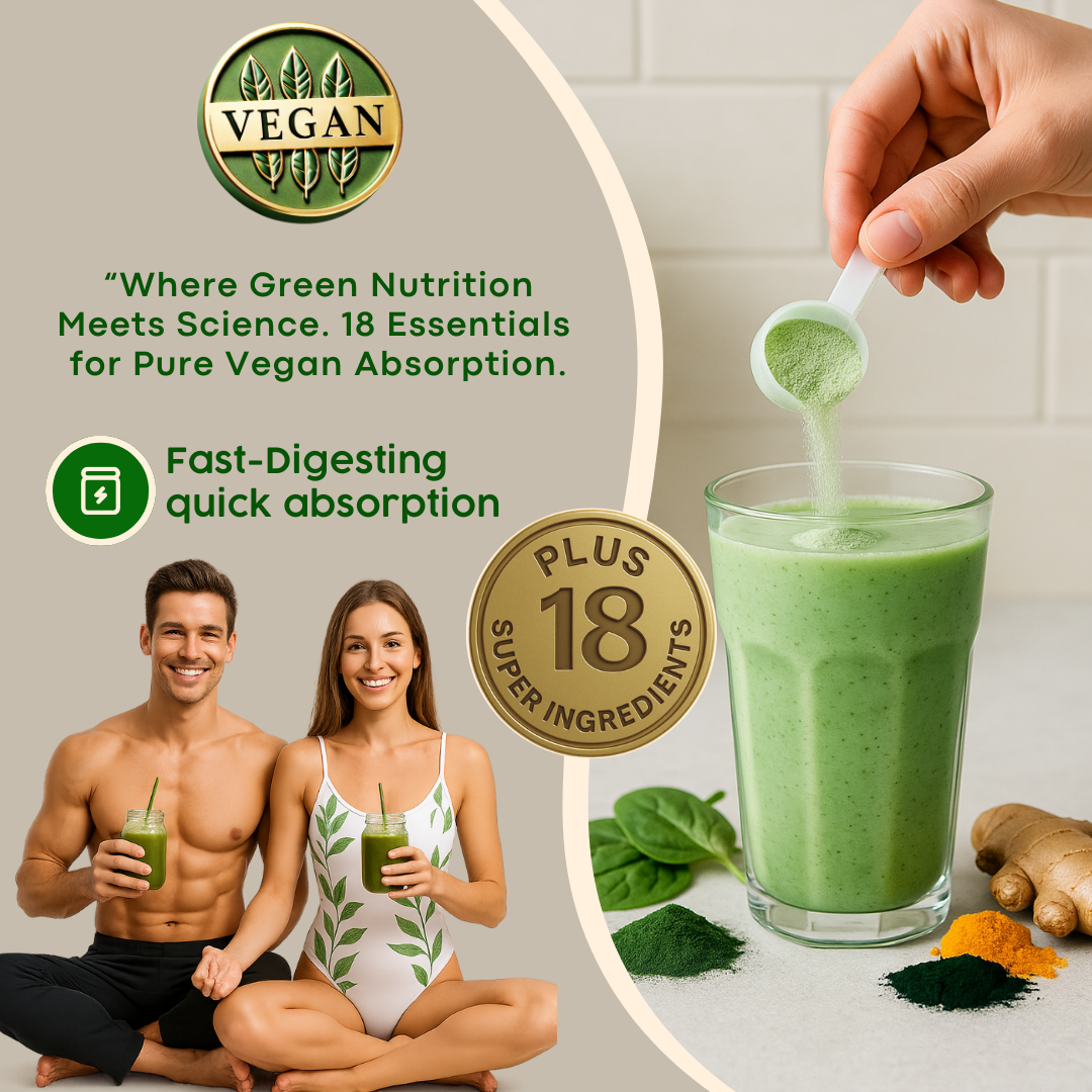 Protein Green Gold Plus 18 - Vegan Protein Whit 18 Super Ingredients.