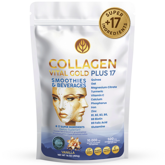 Collagen Peptides Powder +17 Super Ingredients, Vanilla Flavor.