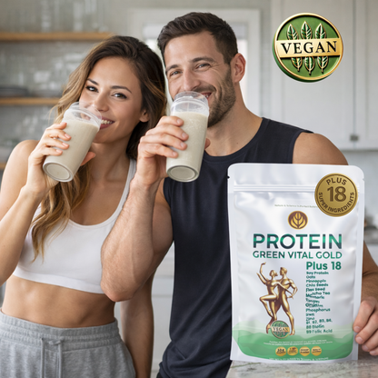 Protein Green Gold Plus 18 - Vegan Protein Whit 18 Super Ingredients.
