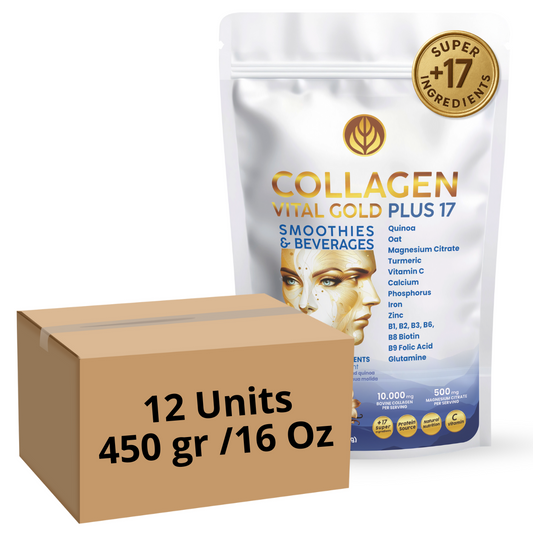 Collagen Peptides Powder +17 Super Ingredients, Vanilla Flavor X 12 Units.