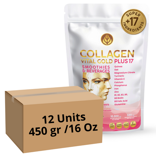 Collagen Peptides Powder +17 Super Ingredients, Red Berries Flavor X 12 Units.