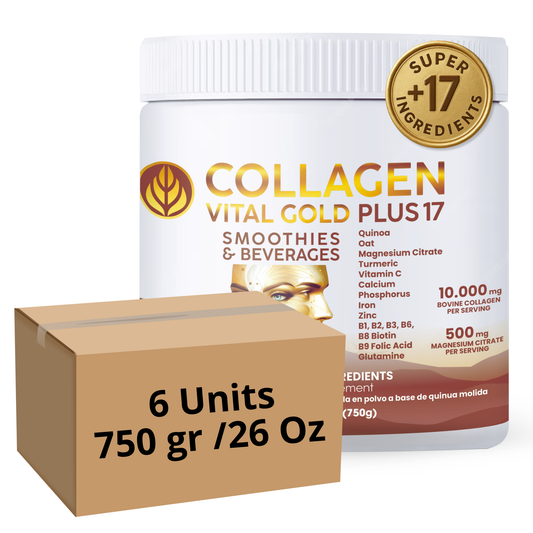 Collagen Peptides Powder +17 Super Ingredients, Cocoa Flavor X 6 Units.