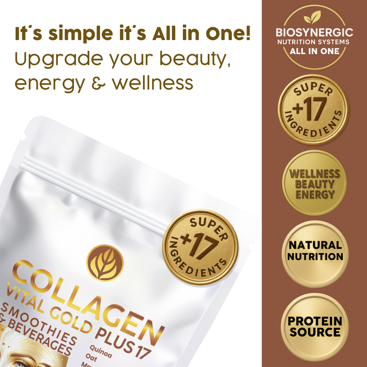 Collagen Peptides Powder +17 Super Ingredients, Cocoa Flavor.