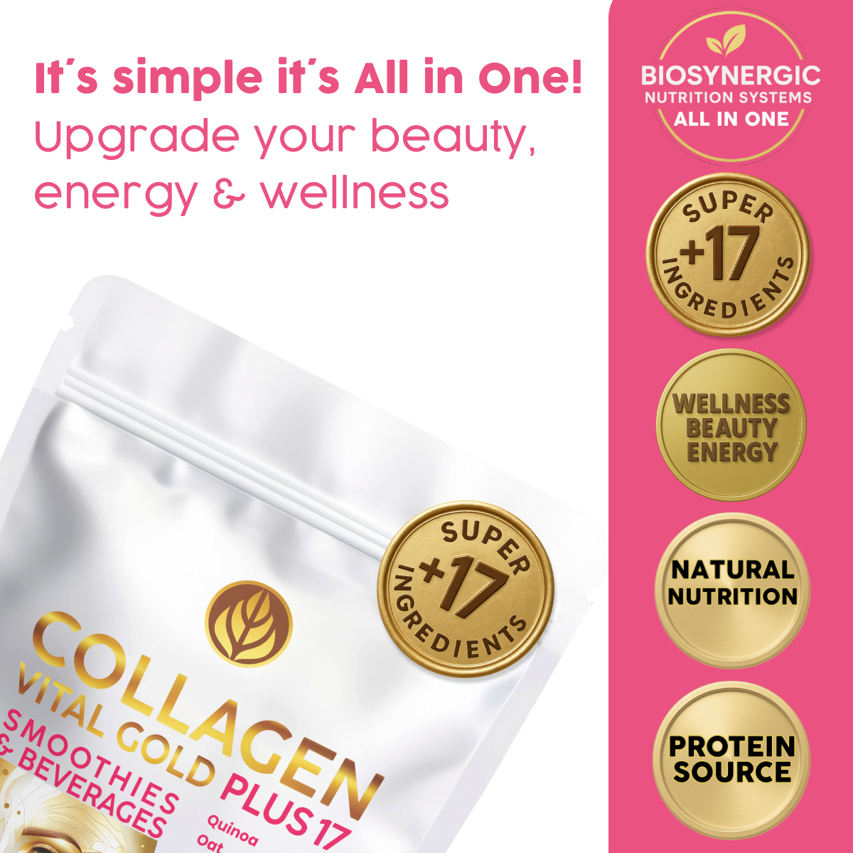 Collagen Peptides Powder +17 Super Ingredients, Red Berries Flavor.