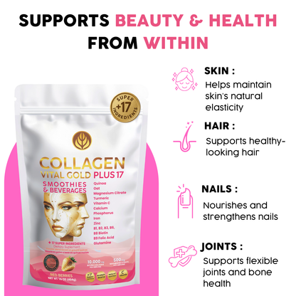 Collagen Peptides Powder +17 Super Ingredients, Red Berries Flavor.