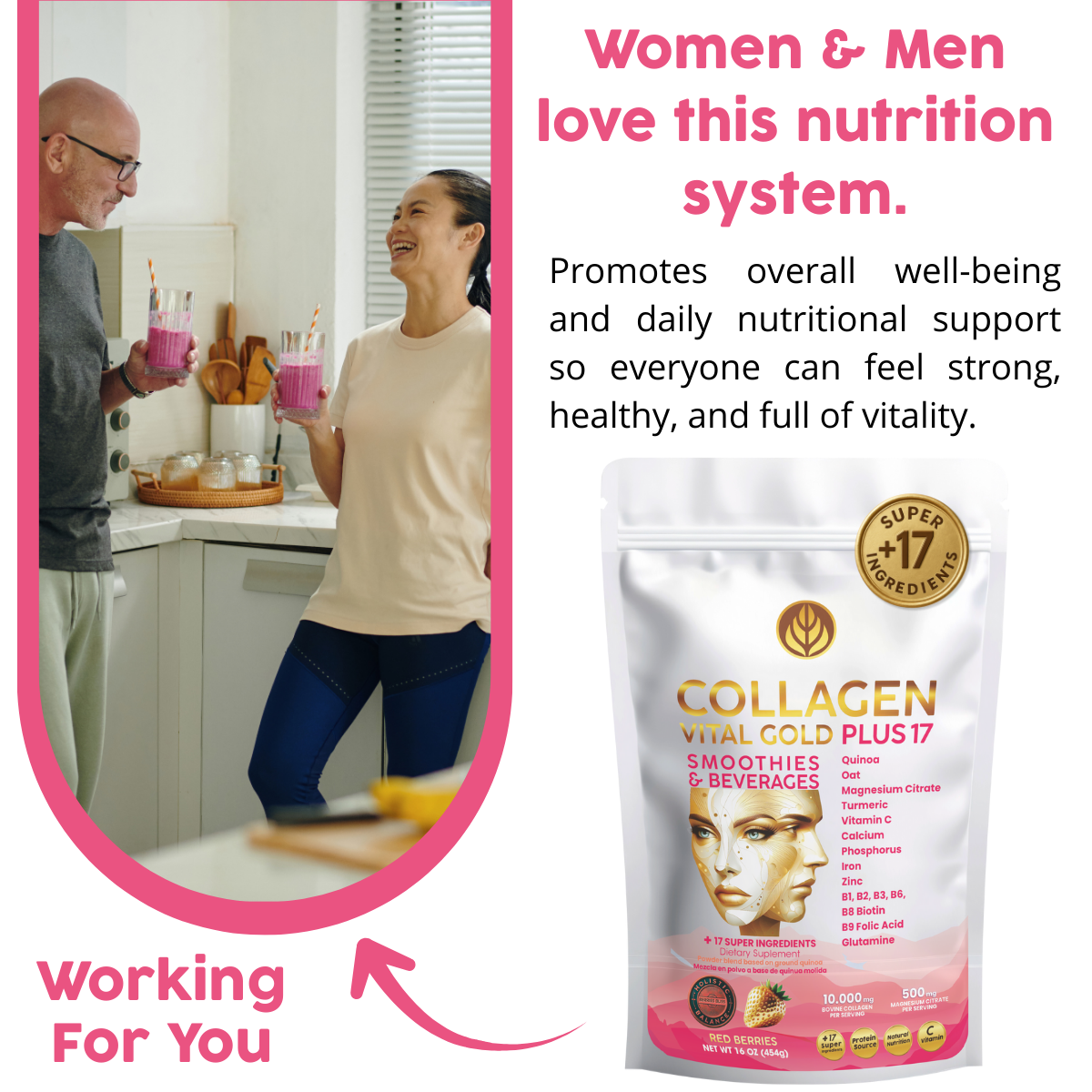 Collagen Peptides Powder +17 Super Ingredients, Red Berries Flavor.