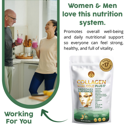 Collagen Peptides Powder +17 Super Ingredients, Mint & Lemon Flavor.