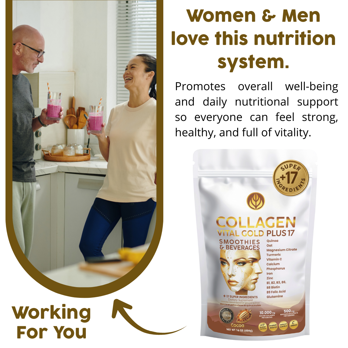 Collagen Peptides Powder +17 Super Ingredients, Cocoa Flavor.