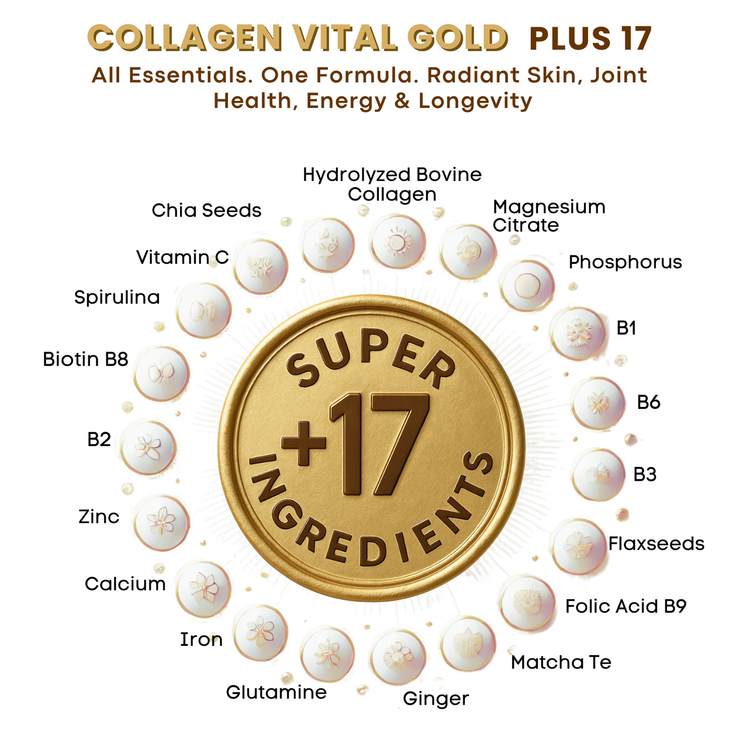 Collagen Peptides Powder +17 Super Ingredients, Mint & Lemon Flavor.