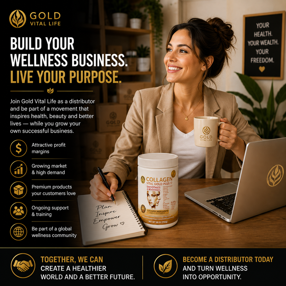 Collagen Vital Gold Plus 17 For Distributors, Pineapple Flavor